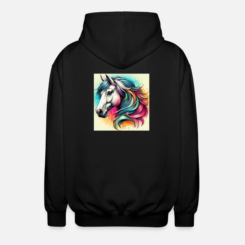 cheval - Veste à capuche unisexe - noir