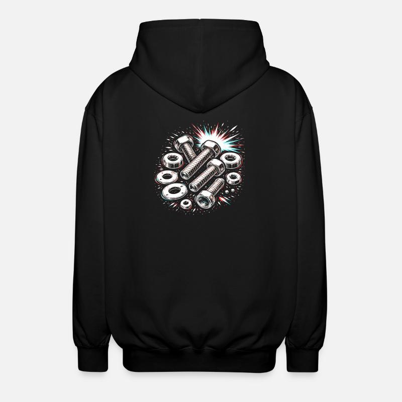 Bolts Nuts Mechanic Tool Design - Unisex Hooded Jacket - black