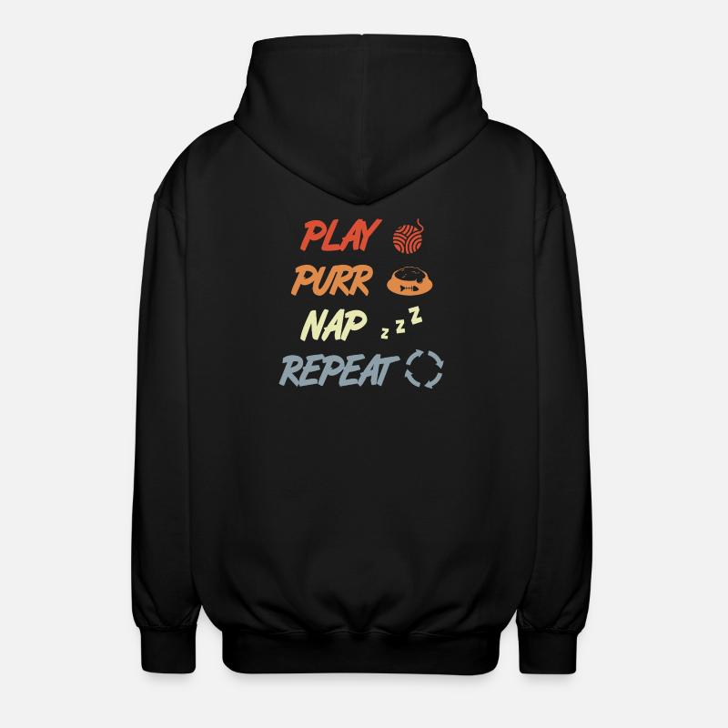 Play Purr Sleep Repeat - Unisex Hooded Jacket - black