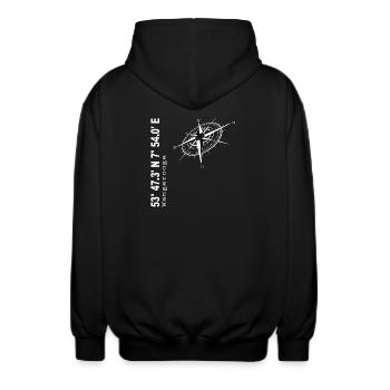 Wangerooge - Unisex Kapuzenjacke - Schwarz - Hinten - AI Model Male 185 light (185cm)
