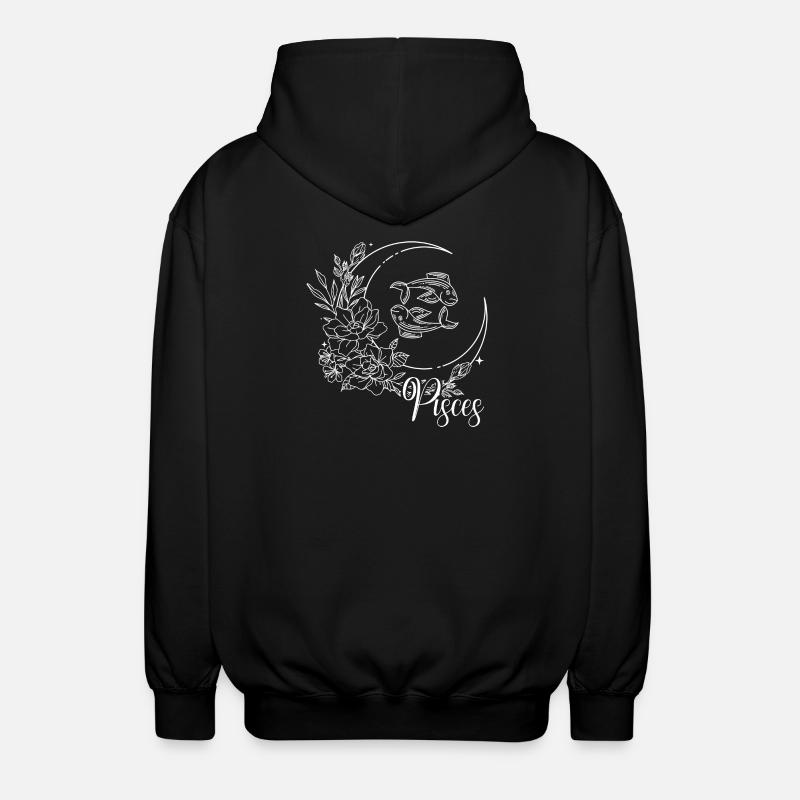 Fische Blüte Mond - Unisex Kapuzenjacke - Schwarz