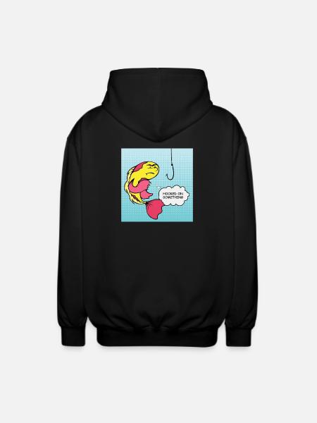 Pop Art Vis Gekroken Humor - Uniseks zip hoodie - zwart
