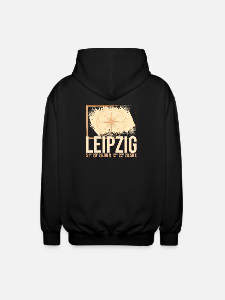 Leipzig Koordinaten - Unisex Kapuzenjacke - Schwarz