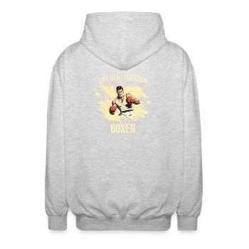 Ort der Legenden - Boxen - Unisex Kapuzenjacke - Hellgrau meliert - Hinten - AI Model Male 185 light (185cm)