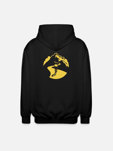Cyclist on Mountain Road - Unisex Hooded Jacket - black