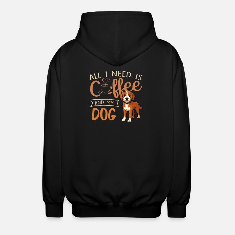 Café, chien et moi - Veste à capuche unisexe - noir