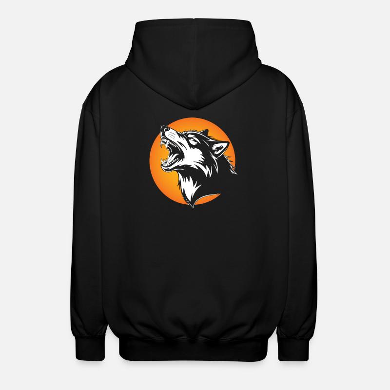 Wolfskopf in kontrastierender Silhouette - Unisex Kapuzenjacke - Schwarz