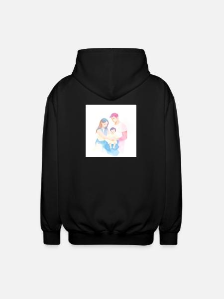 Cute and modern family illustration - Unisex Hooded Jacket - black