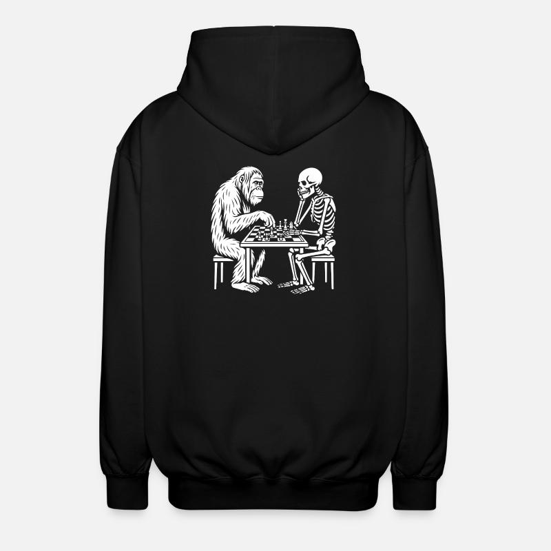 Duel d’échecs Primate contre Squelette - Veste à capuche unisexe - noir