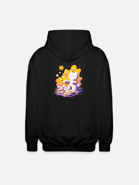 Cat Cosmos Neon Palette - Unisex Hooded Jacket - black