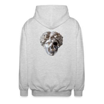 Klassik trifft Stahlskull - Unisex Kapuzenjacke - Hellgrau meliert - Hinten - AI Model Male 185 light (185cm)