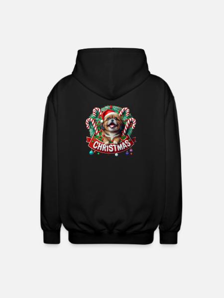 christmas Mignon petit chien - Veste à capuche unisexe - noir