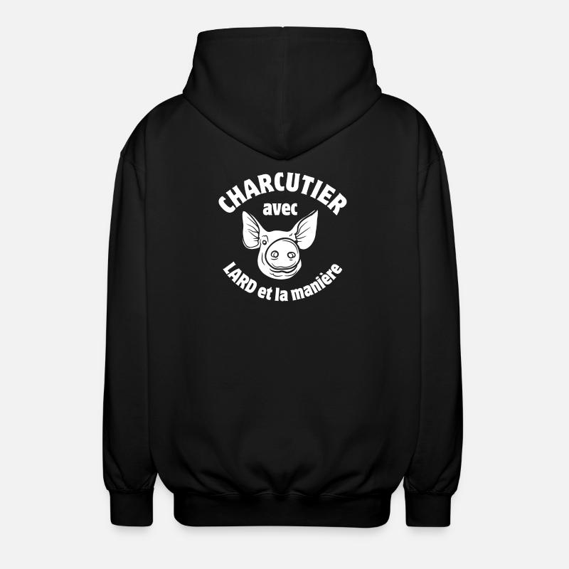 cochon, charcutier, jambon - Veste à capuche unisexe - noir