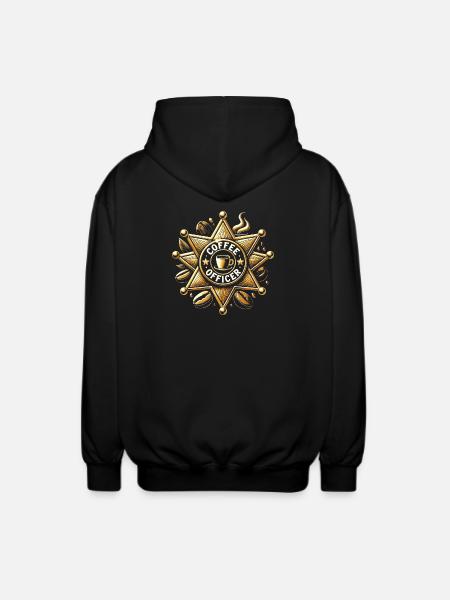 Coffee Officer Badge Design - Unisex Hooded Jacket - black