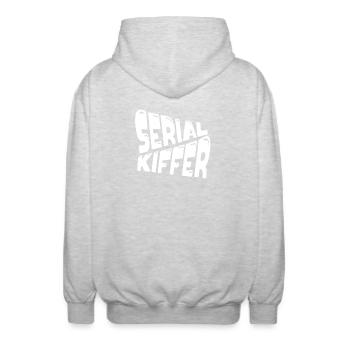 Serial kiffer - Unisex Hooded Jacket - light heather grey - Back - AI Model Male 185 light (185cm)