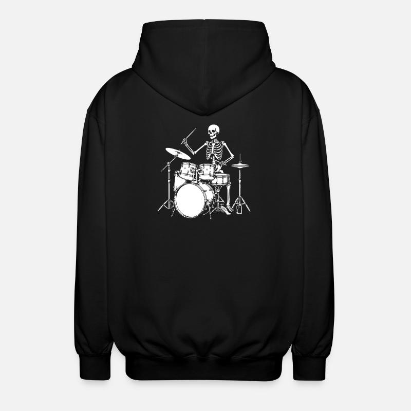 Skeleton Drummer Jam - Unisex Hooded Jacket - black