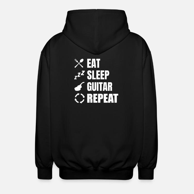 Eat Sleep Guitar Repeat - Unisex Hooded Jacket - black