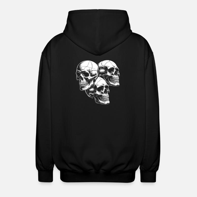 Threesome Skull Silhouette - Unisex Hooded Jacket - black