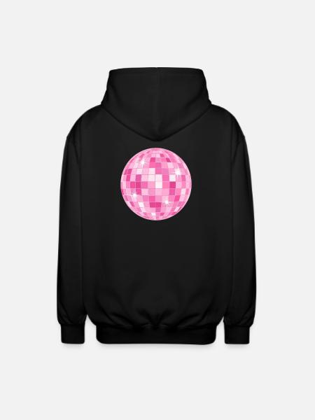 Bright Pink Disco Ball - Unisex Hooded Jacket - black