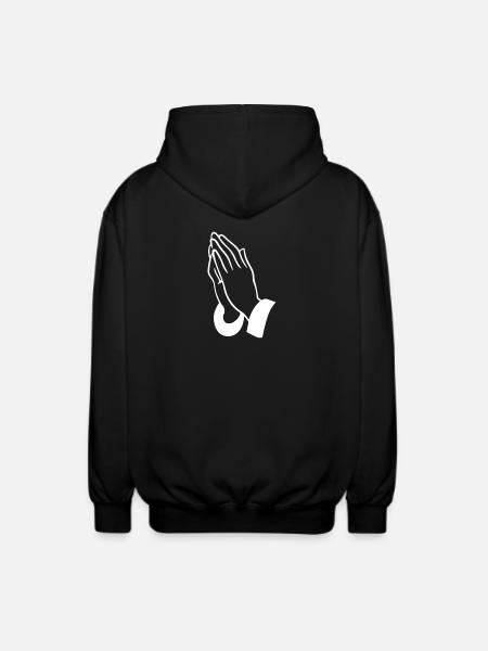 Prayer Hands Line Art - Unisex Hooded Jacket - black