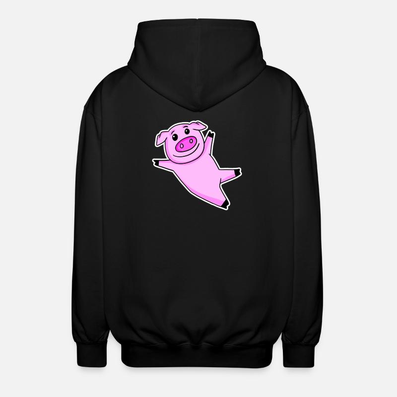 Schwein Niedlich - Unisex Kapuzenjacke - Schwarz