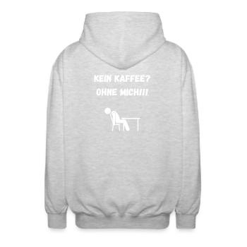 Kein KAFFE? Ohne MICH! - Unisex Kapuzenjacke - Hellgrau meliert - Hinten - AI Model Male 185 light (185cm)
