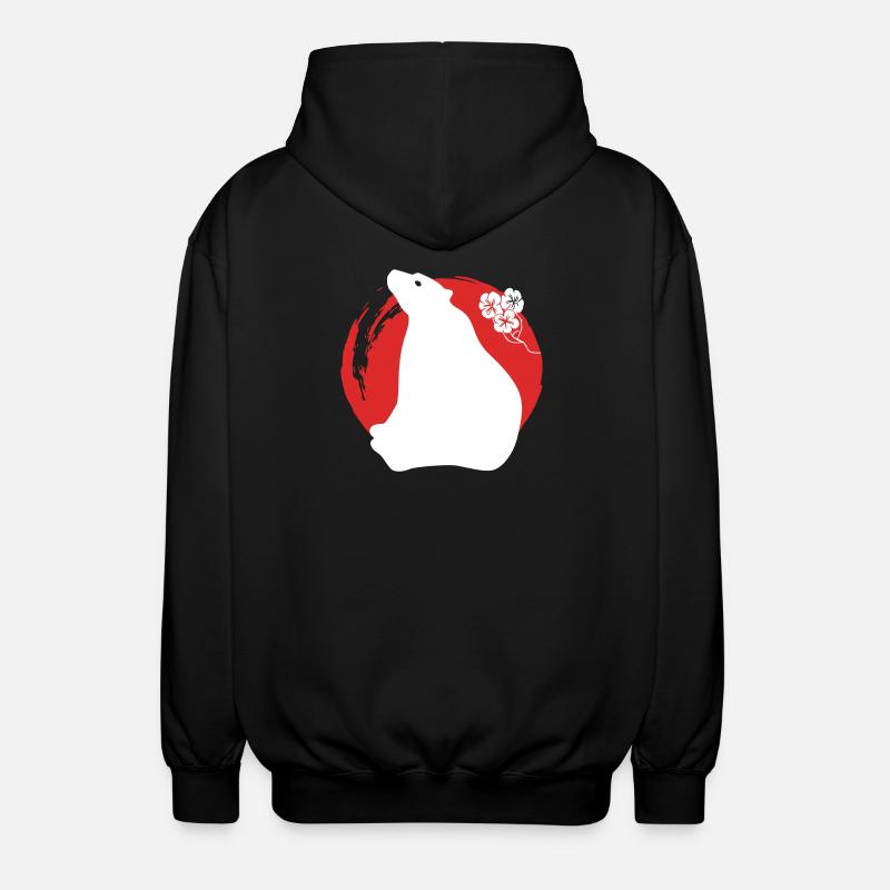 Bär Silhouette Japanisch - Unisex Kapuzenjacke - Schwarz
