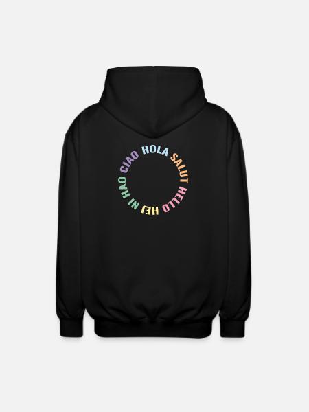 Pastel Global Greetings Circle - Unisex Hooded Jacket - black