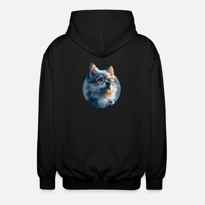 Illustration des Wolfes mit Brille - Unisex Kapuzenjacke - Schwarz
