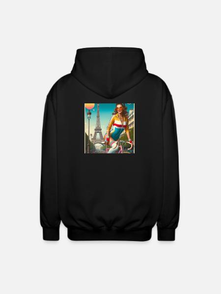 Paris Retro Radfahrer-Pinup - Unisex Kapuzenjacke - Schwarz