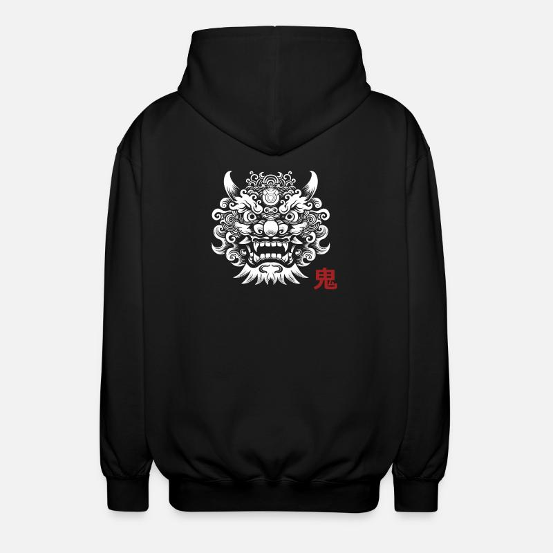 Oni, japanischer Dämon - Unisex Kapuzenjacke - Schwarz