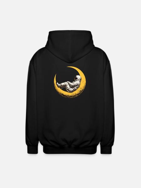 An astronaut on a crescent Moon - Unisex Hooded Jacket - black
