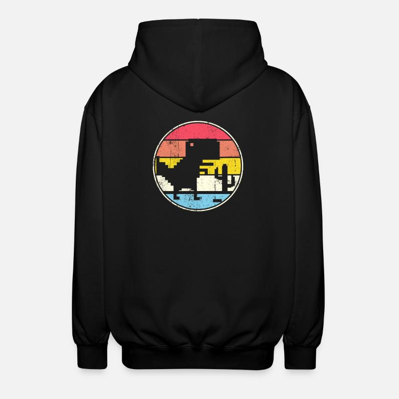 Pixel Sunset Circle with Silhouette - Unisex Hooded Jacket - black
