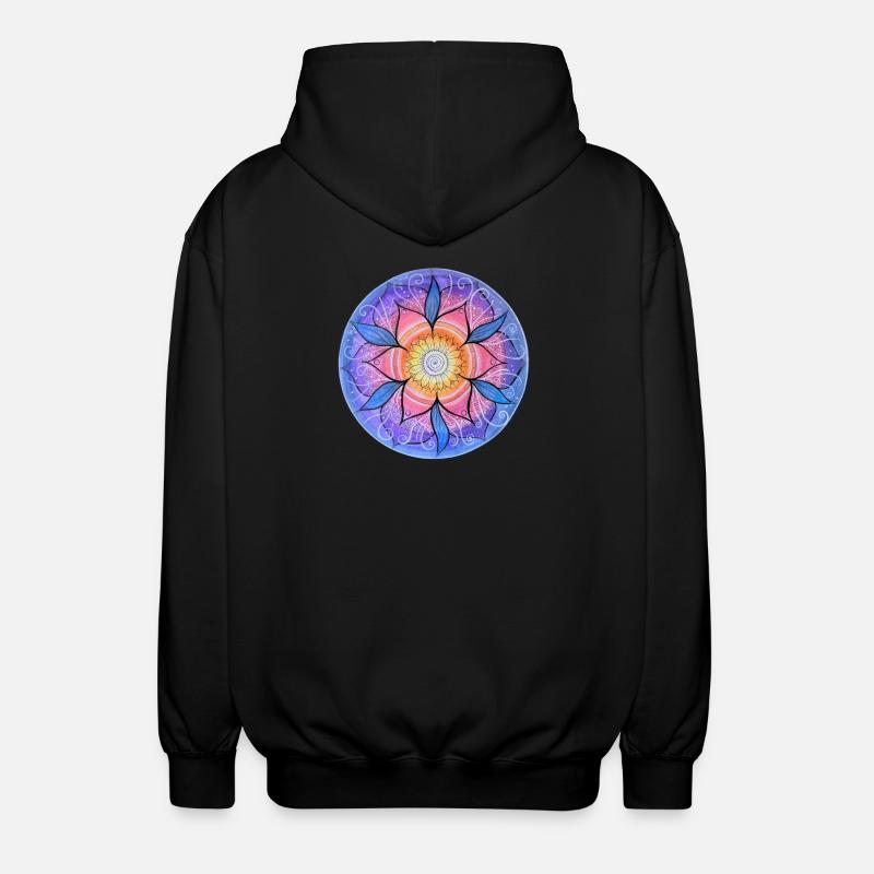 Blumenmandala in lebendigen Farben - Unisex Kapuzenjacke - Schwarz