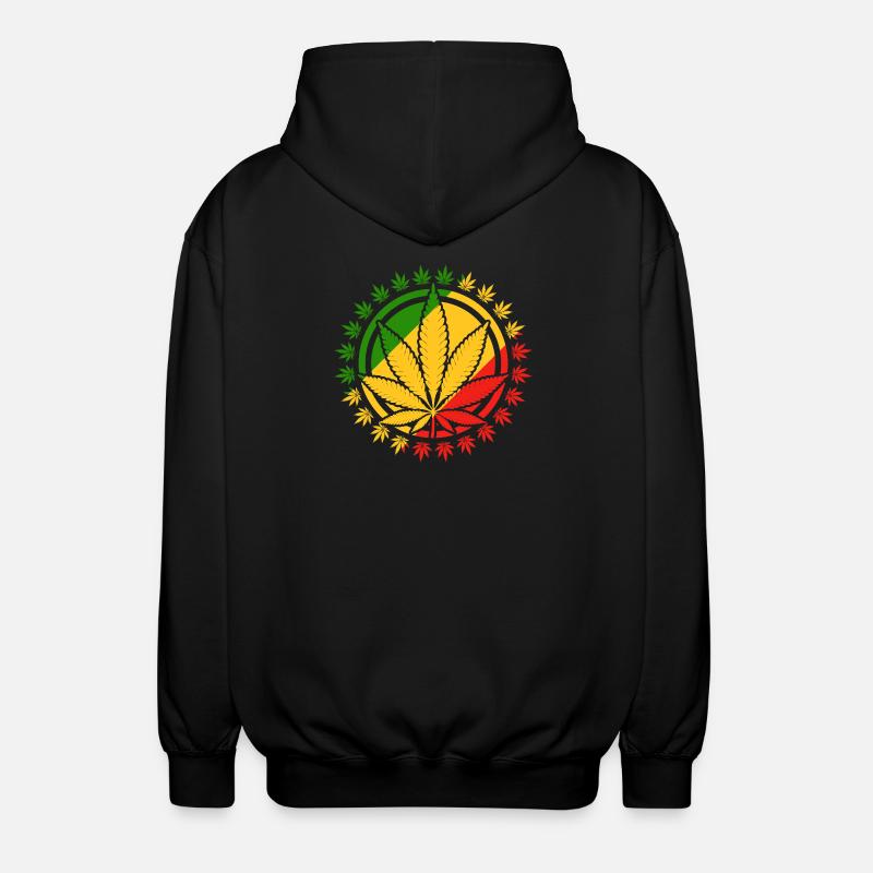 Rasta-inspiriertes Cannabisblatt-Design - Unisex Kapuzenjacke - Schwarz