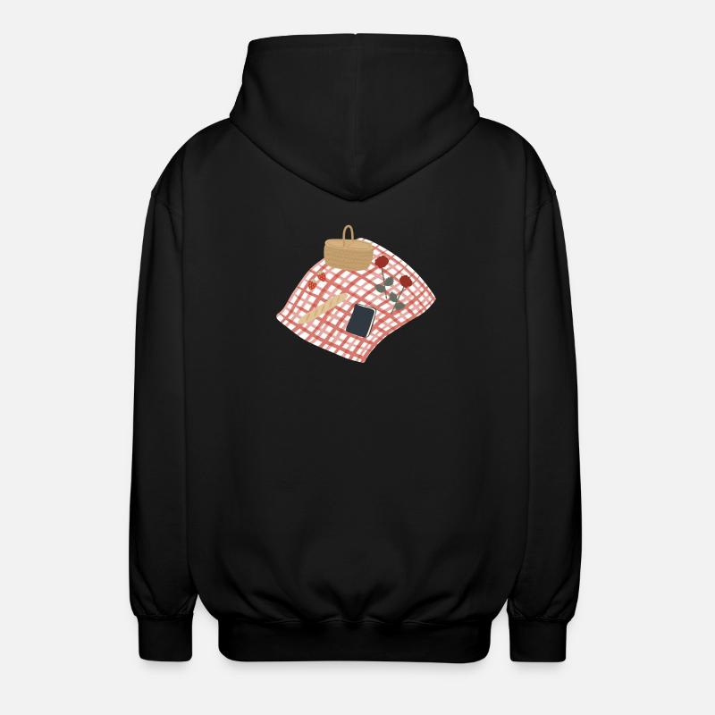 Rustikale Picknickszene Illustration - Unisex Kapuzenjacke - Schwarz