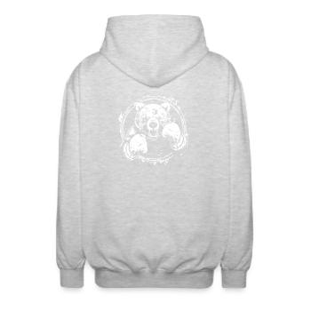 Grizzly Bär Boxer Boxen MMA - Unisex Kapuzenjacke - Hellgrau meliert - Hinten - AI Model Male 185 light (185cm)