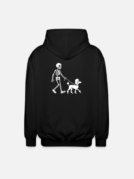 Skeleton Walking Dog Spooky Halloween Pet - Unisex Hooded Jacket - black