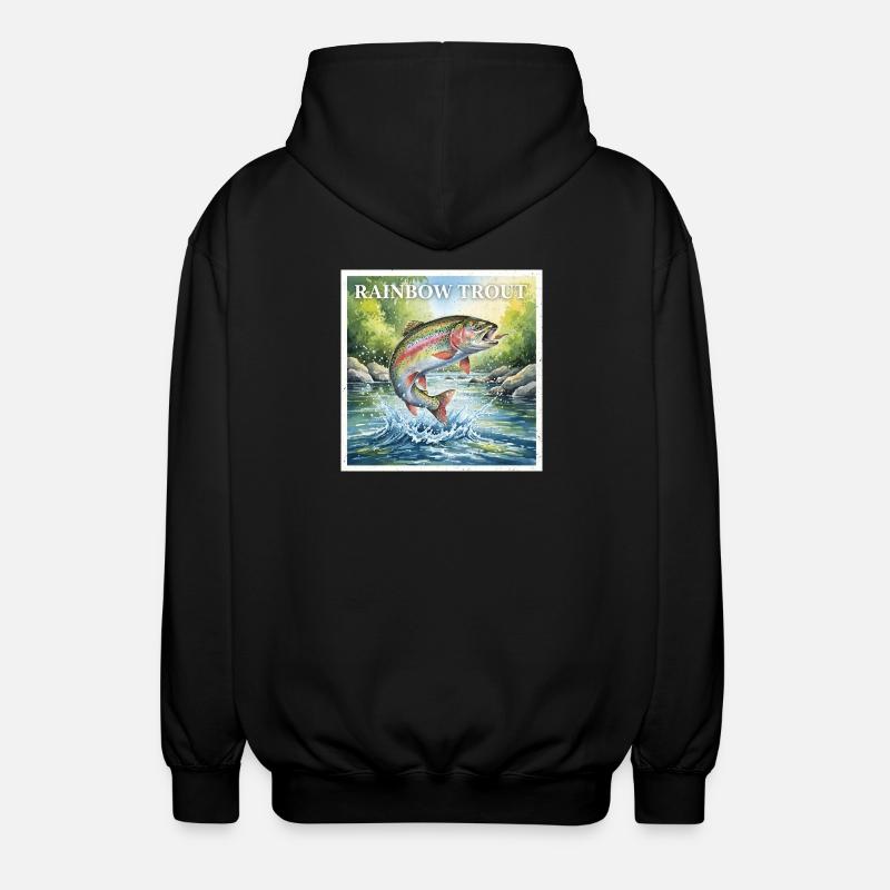 rainbow trout - Unisex Hooded Jacket - black