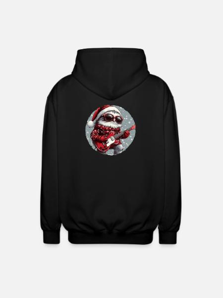 Owl Christmas Guitar - Unisex Hooded Jacket - black
