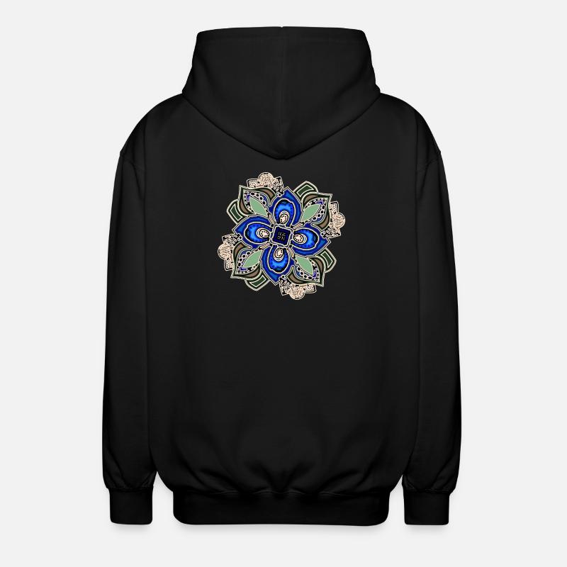 Fleur de mandala extravagante sarcelle - Veste à capuche unisexe - noir