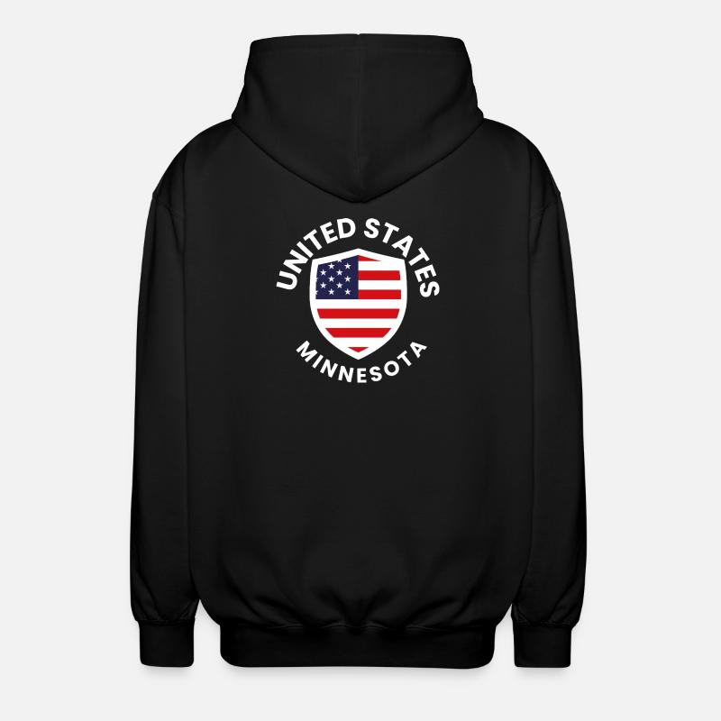 Patriotic USA Minnesota Shield Design - Unisex Hooded Jacket - black