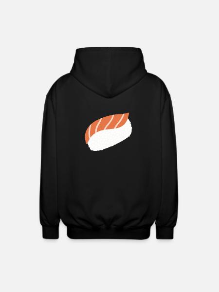 Salmon Nigiri Minimal Illustration Print - Unisex Hooded Jacket - black
