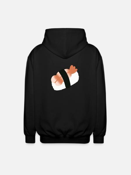 Shrimp Nigiri Minimalist Sushi - Unisex Hooded Jacket - black