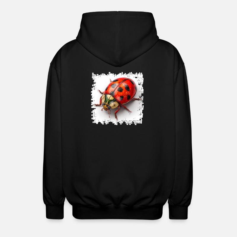 Red Ladybug Pattern Shirt - Unisex Hooded Jacket - black