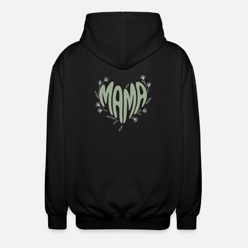 Mama Herzschrift mit Blüten - Unisex Kapuzenjacke - Schwarz