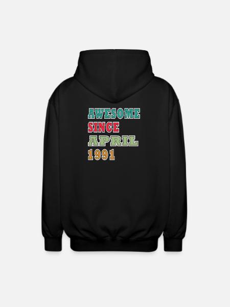 Retro April 1991 Anniversary - Unisex Hooded Jacket - black