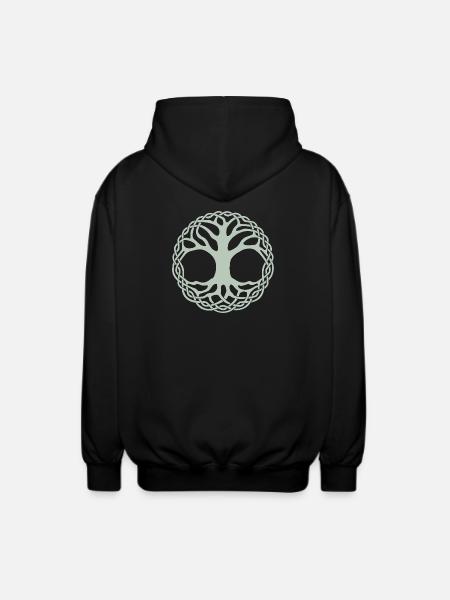 Braided Circle Tree of life - Unisex Hooded Jacket - black