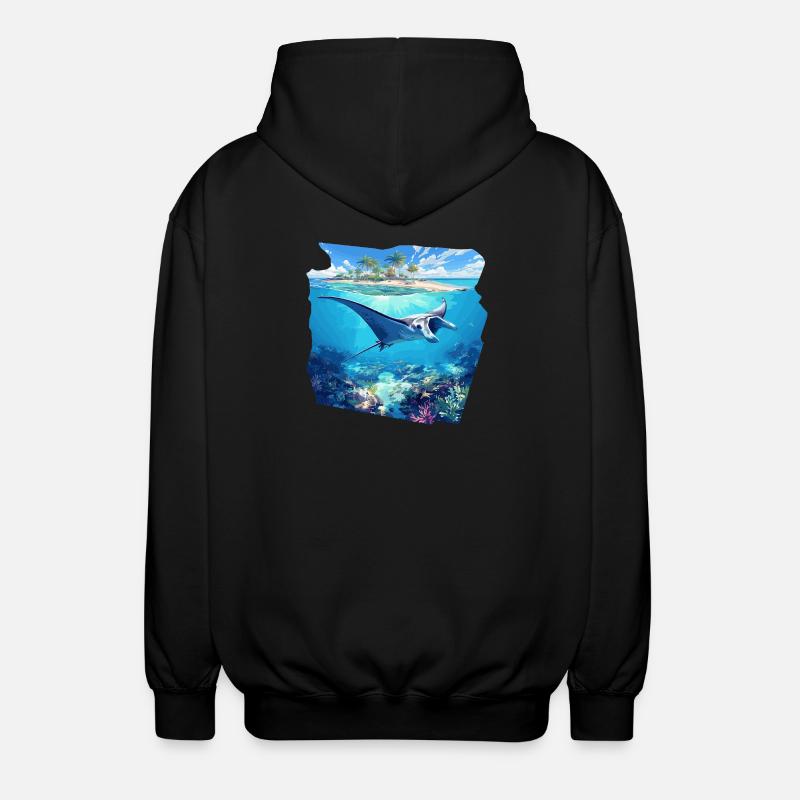Rochen Mantarochen - Unisex Kapuzenjacke - Schwarz