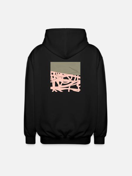 Filet rosé sur fond olive - Veste à capuche unisexe - noir